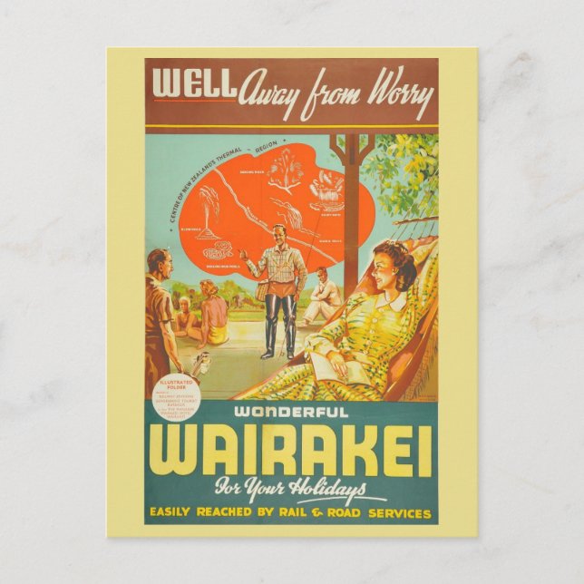 Vintage New Zealand Tourism Retro Travel Postcard (Front)