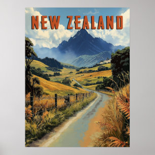 Vintage New Zealand Travel  Poster