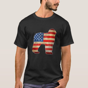 Vintage Newfoundland Dog American Flag 4th Of July T-Shirt