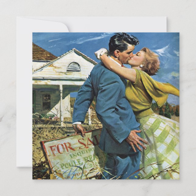 Vintage Newlyweds, Housewarming Party Invitation (Front)