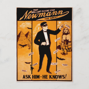 Vintage Newman Psychic Poster Postcard
