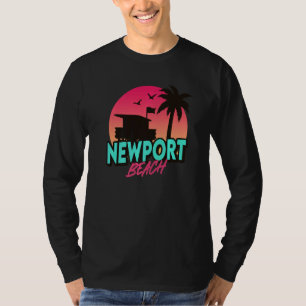 Vintage Newport Beach California Palm Trees Ca Ret T-Shirt