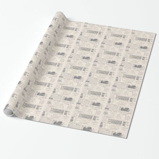 Vintage Newspaper Ad Wrapping Paper