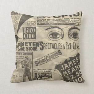 Vintage Newspaper Ads Cushion
