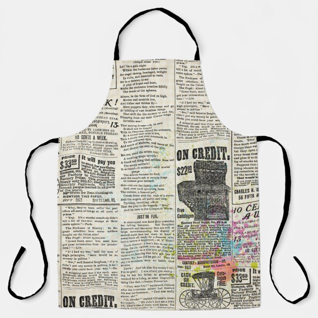 Vintage newspaper advertising apron (Front)