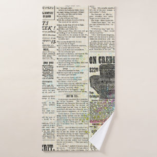 Vintage newspaper advertising bath towel