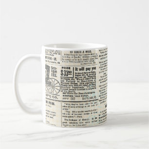 Vintage newspaper advertising coffee mug