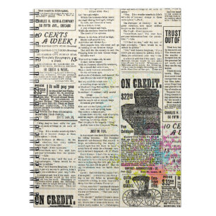 Vintage newspaper advertising notebook