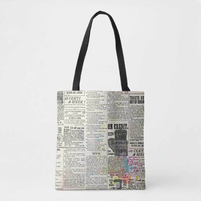 Vintage newspaper advertising tote bag (Front)