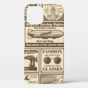 Vintage newspaper banners and advertising labels v iPhone 12 case