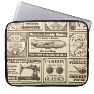 Vintage newspaper banners and advertising labels v laptop sleeve