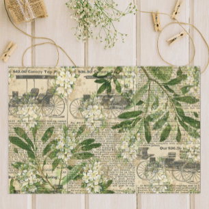 Vintage Newspaper Botanical Tissue Paper