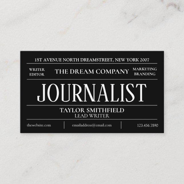 Vintage Newspaper Business Card (Front)