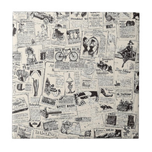 Vintage Newspaper   Ceramic Tile