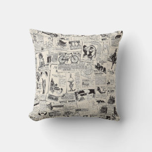 Vintage Newspaper   Cushion