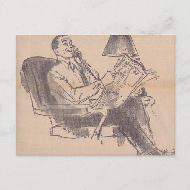 Vintage Newspaper Dad Postcard (Front)