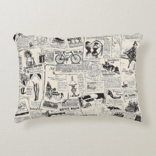 Vintage Newspaper Decorative Cushion