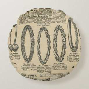 Vintage Newspaper design Round Cushion