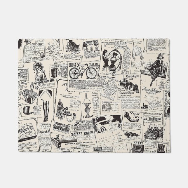 Vintage Newspaper   Doormat (Front)