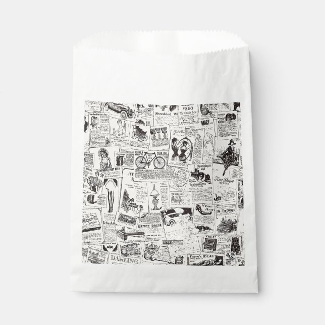 Vintage Newspaper   Favour Bag (Front)