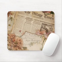Vintage Newspaper Floral Aesthetic Cute