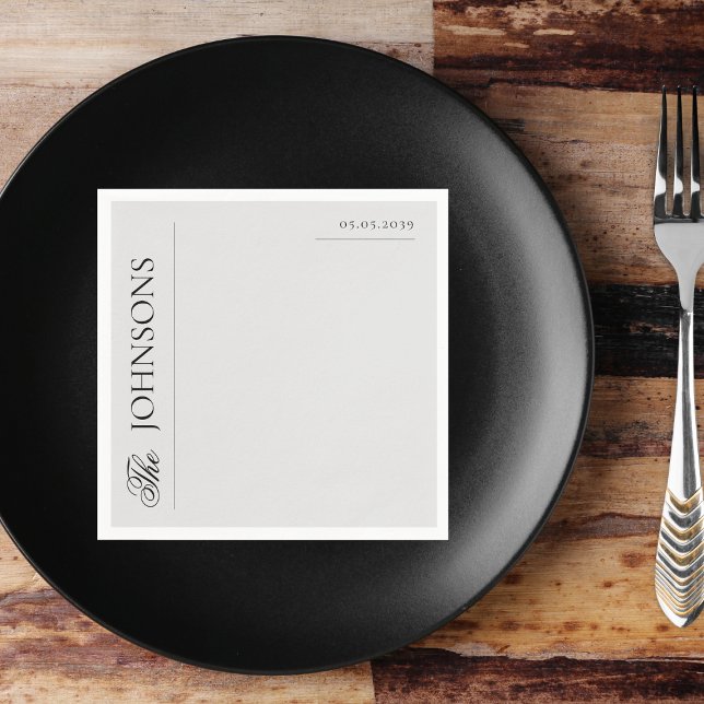 Vintage Newspaper Grey Family Last Name Wedding Napkin (Creator Uploaded)