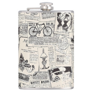 Vintage Newspaper Hip Flask