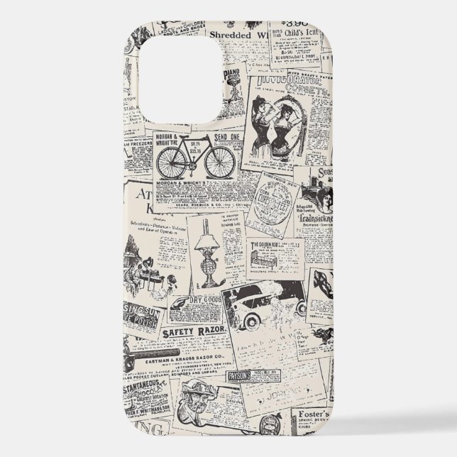 Vintage Newspaper   iPhone Case (Back)