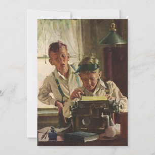 Vintage Newspaper Journalists, Writers Typewriter Invitation