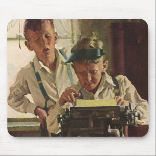 Vintage Newspaper Journalists, Writers Typewriter Mouse Pad
