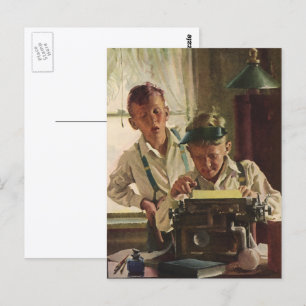 Vintage Newspaper Journalists, Writers Typewriter Postcard