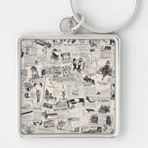 Vintage Newspaper Key Ring