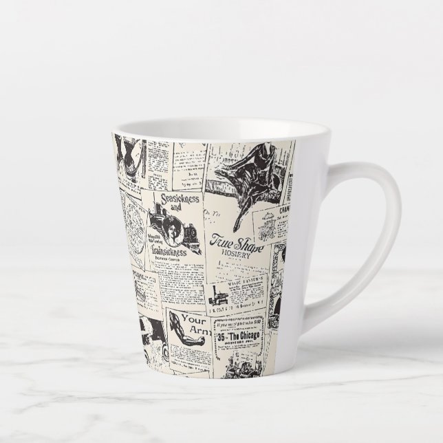 Vintage Newspaper   Latte Mug (Right)