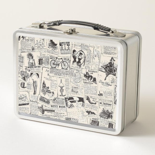 Vintage Newspaper  Metal Lunch Box (Front)