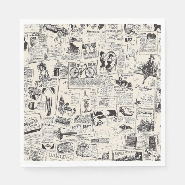 Vintage Newspaper   Napkin (Front)