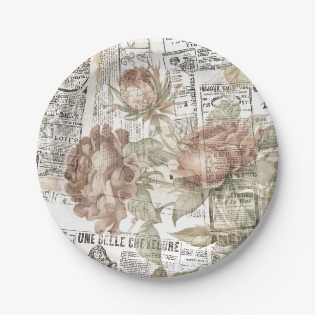 vintage newspaper paper plate (Front)