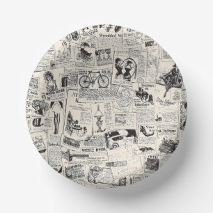 Vintage Newspaper Paper Plate