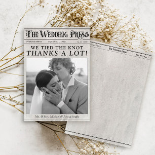 Vintage Newspaper Photo Unique Wedding Thank You Card