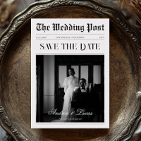 Vintage Newspaper Photo Wedding Save the Date