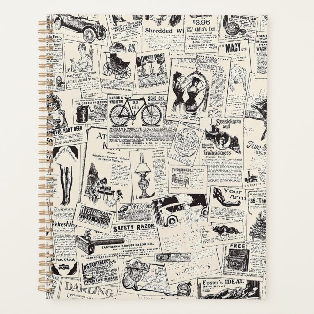 Vintage Newspaper   Planner (Front)