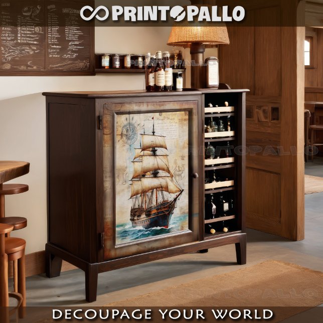 Vintage newspaper sheet with sailing galleon (Creator Uploaded)