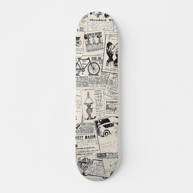 Vintage Newspaper   Skateboard (Front)
