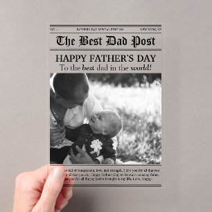 Vintage Newspaper Style Father’s Day Acrylic Invitations
