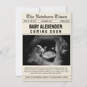 Vintage Newspaper Style Funny Birth Announcement 