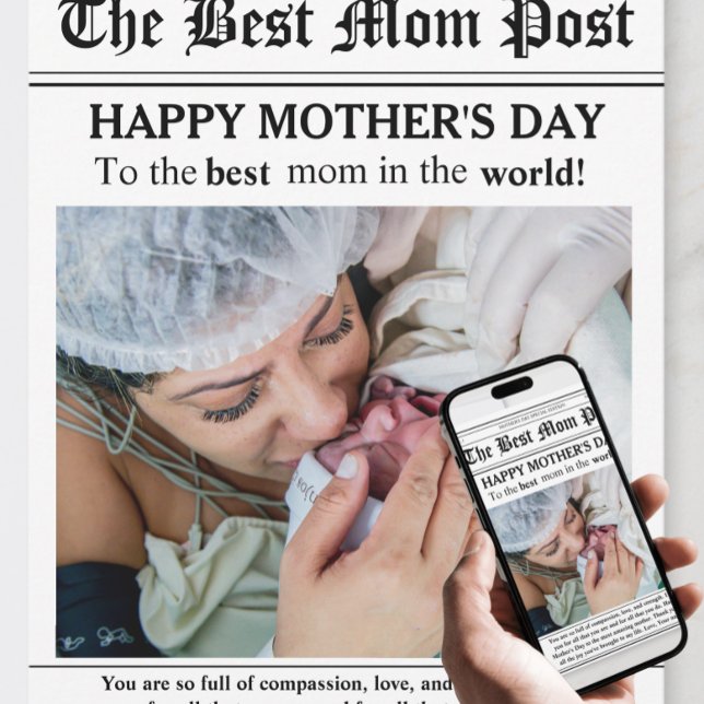 Vintage Newspaper Style Mother’s Day  Card (Creator Uploaded)