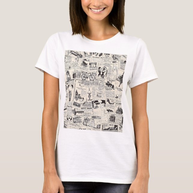 Vintage Newspaper  T-Shirt (Front)