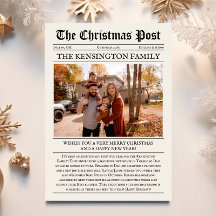 Vintage Newspaper Template Flat Holiday Card