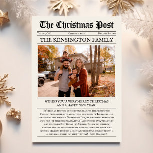 Vintage Newspaper Template Flat Holiday Card