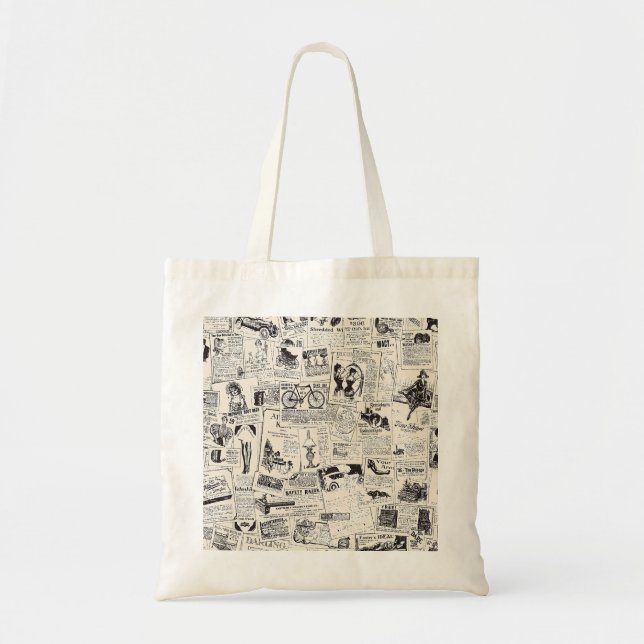 Vintage Newspaper Tote Bag (Front)