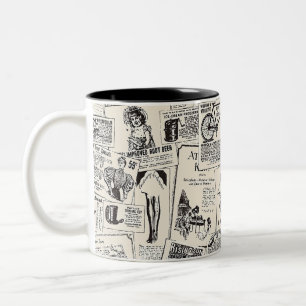 Vintage Newspaper   Two-Tone Coffee Mug